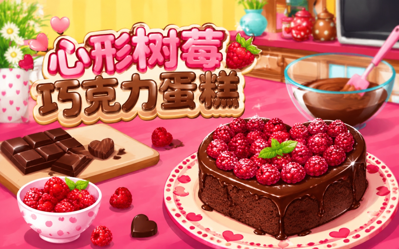 心形树莓巧克力蛋糕