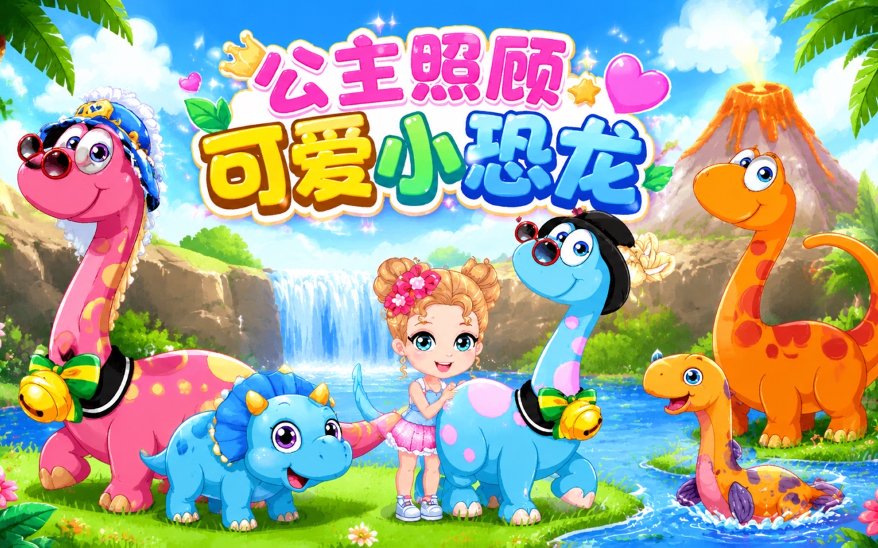 公主照顾可爱小恐龙