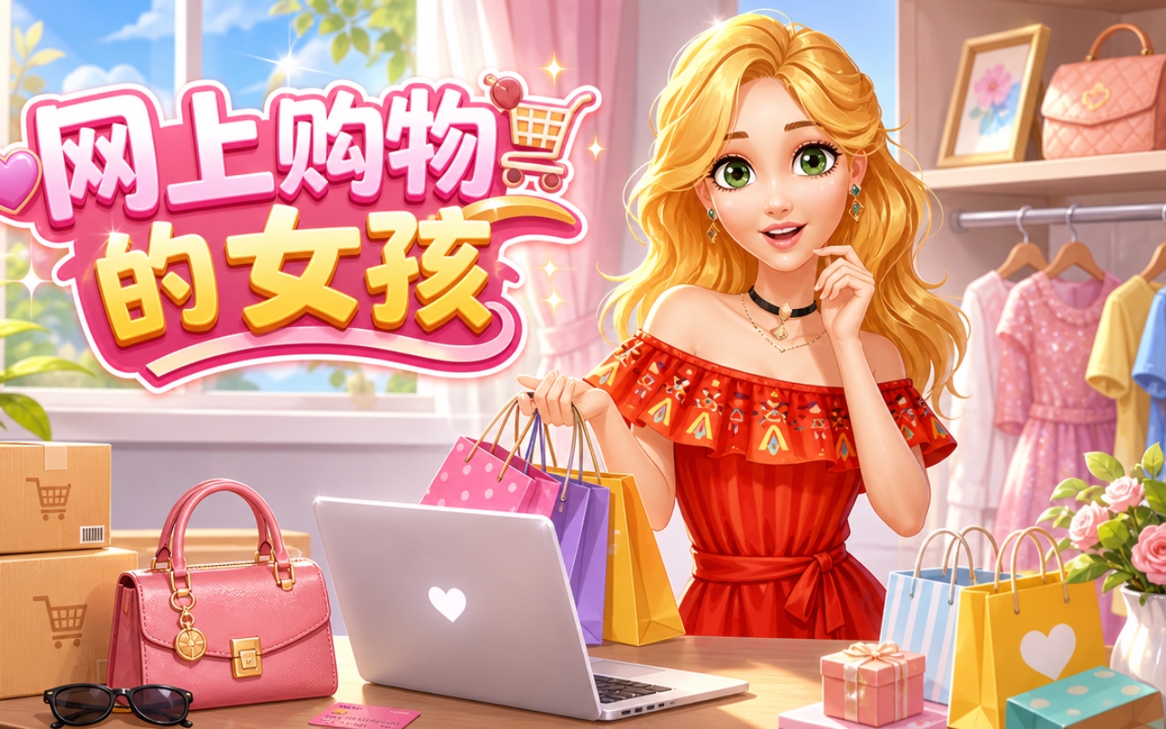网上购物的女孩