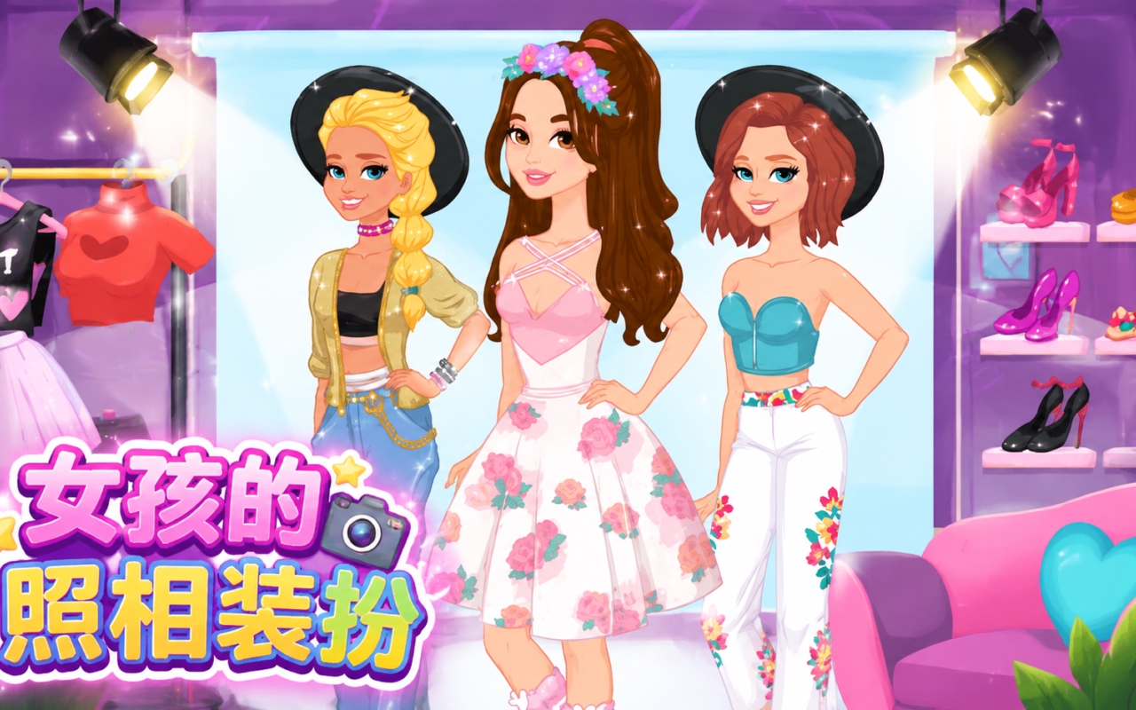 女孩的照相装扮
