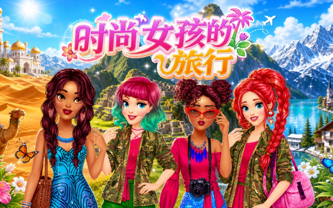 时尚女孩的旅行