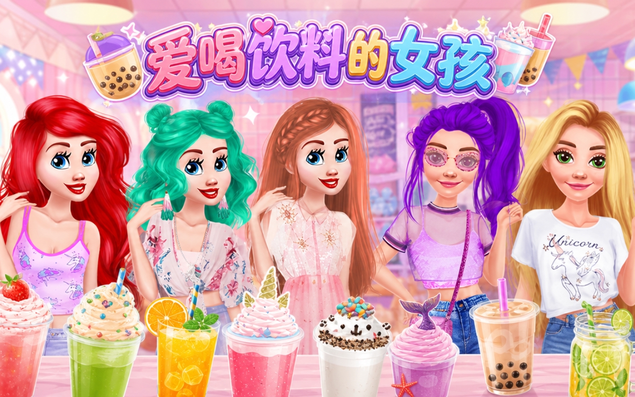 爱喝饮料的女孩