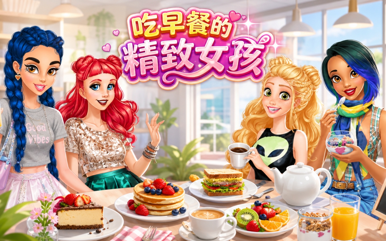 吃早餐的精致女孩