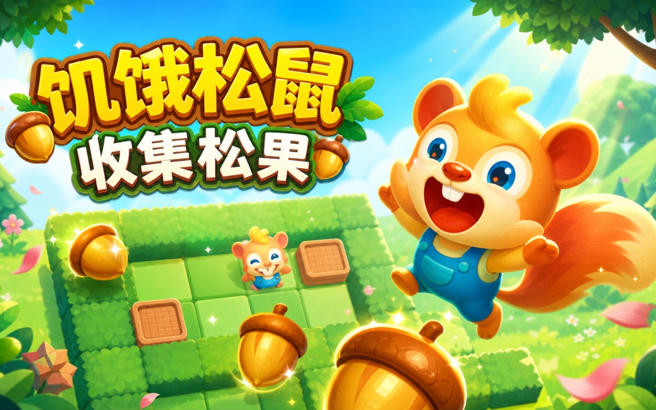 饥饿松鼠收集松果