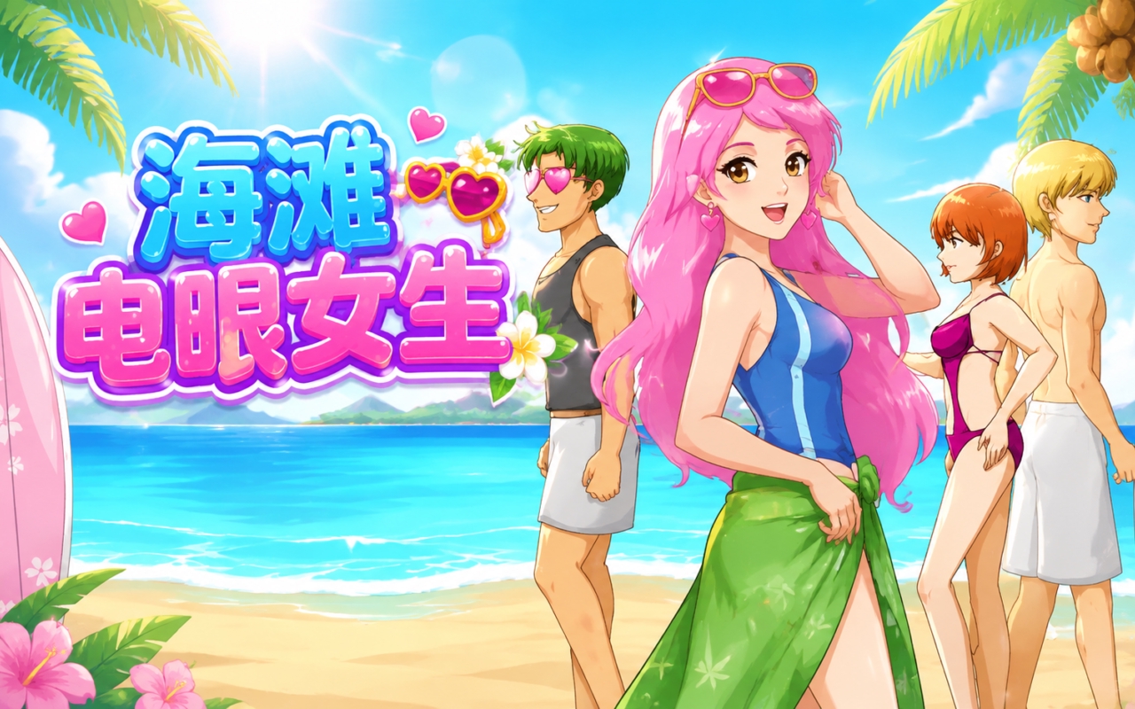 海滩电眼女生