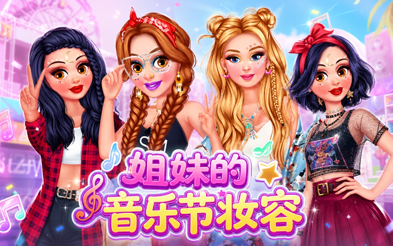 姐妹的音乐节妆容