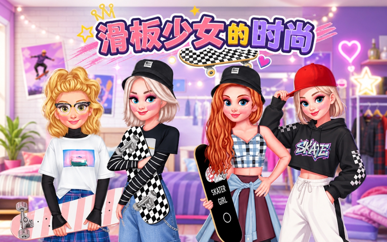滑板少女的时尚