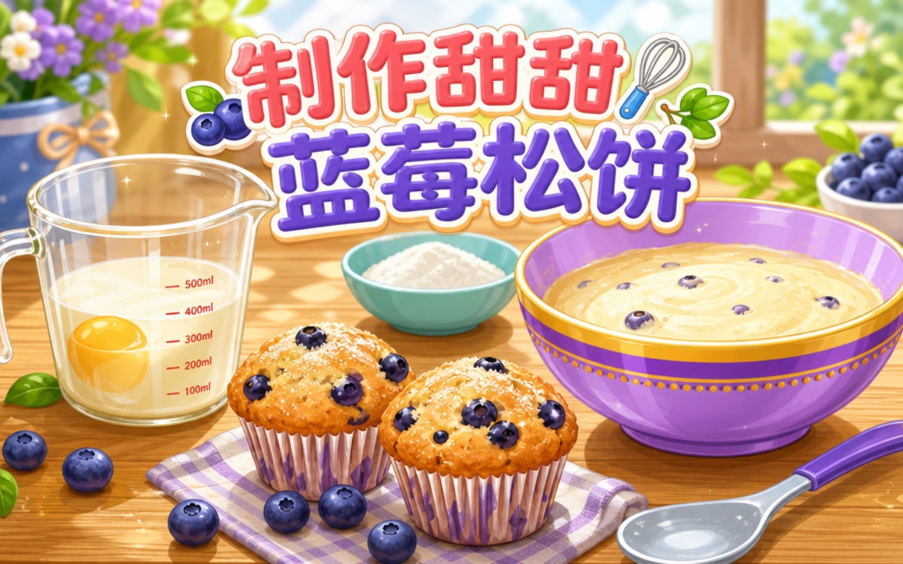 制作甜甜蓝莓松饼