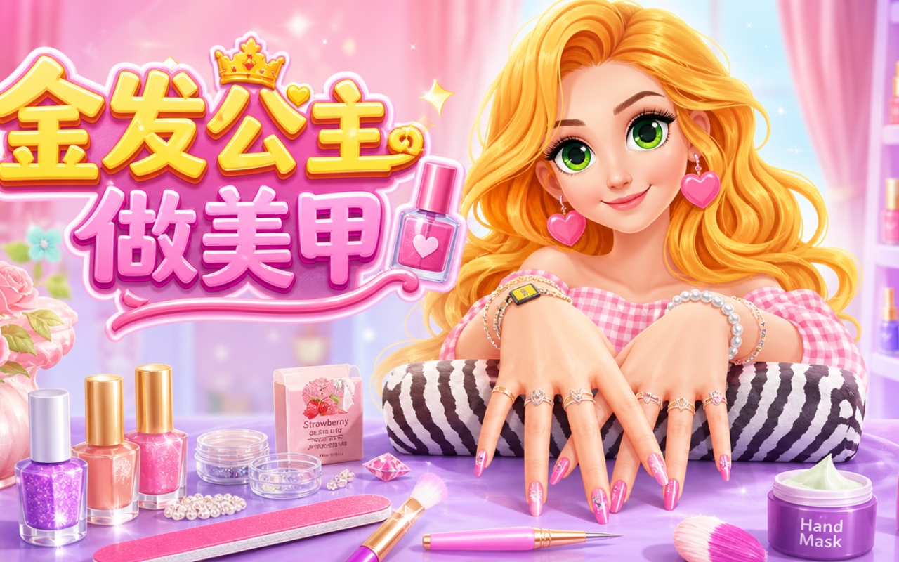金发公主做美甲