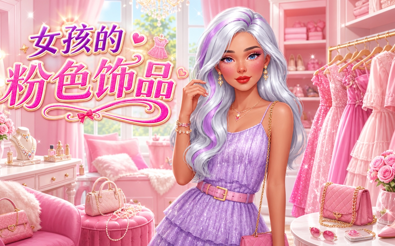 女孩的粉色饰品