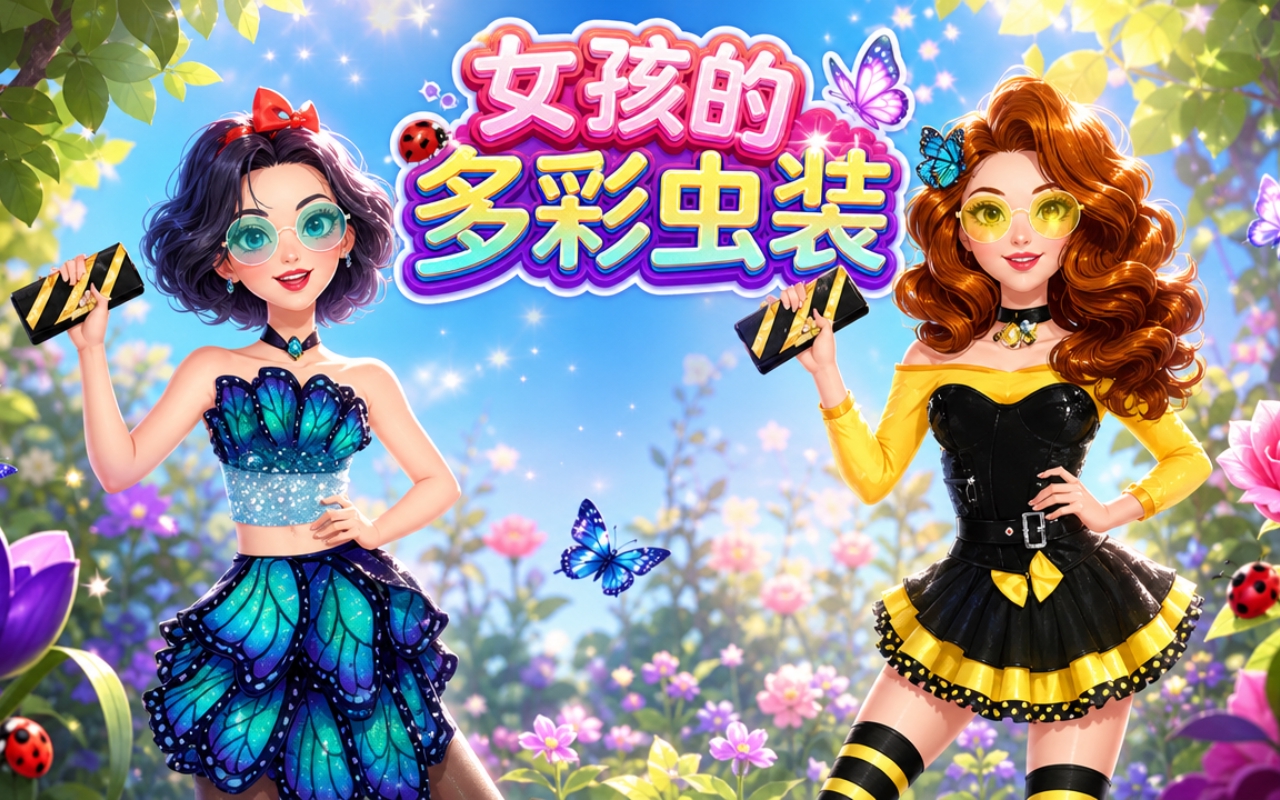 女孩的多彩虫装