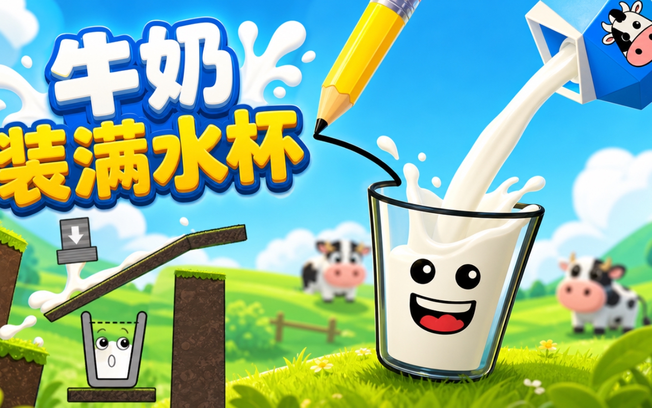 牛奶装满水杯