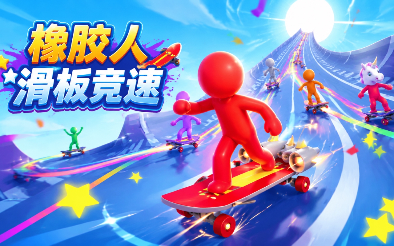 橡胶人滑板竞速