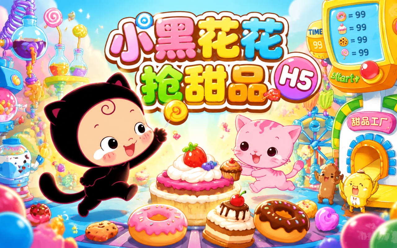 小黑花花抢甜品H5