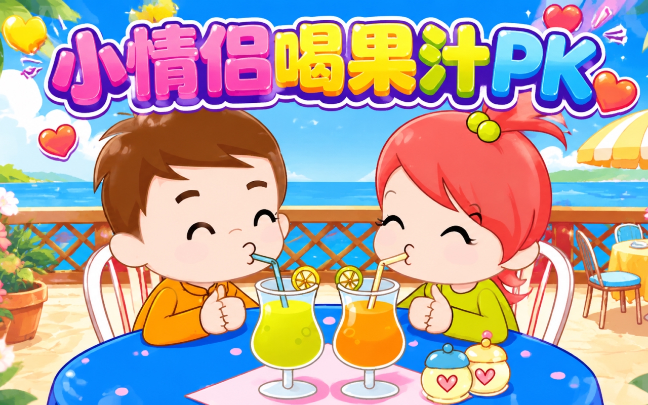小情侣喝果汁PK
