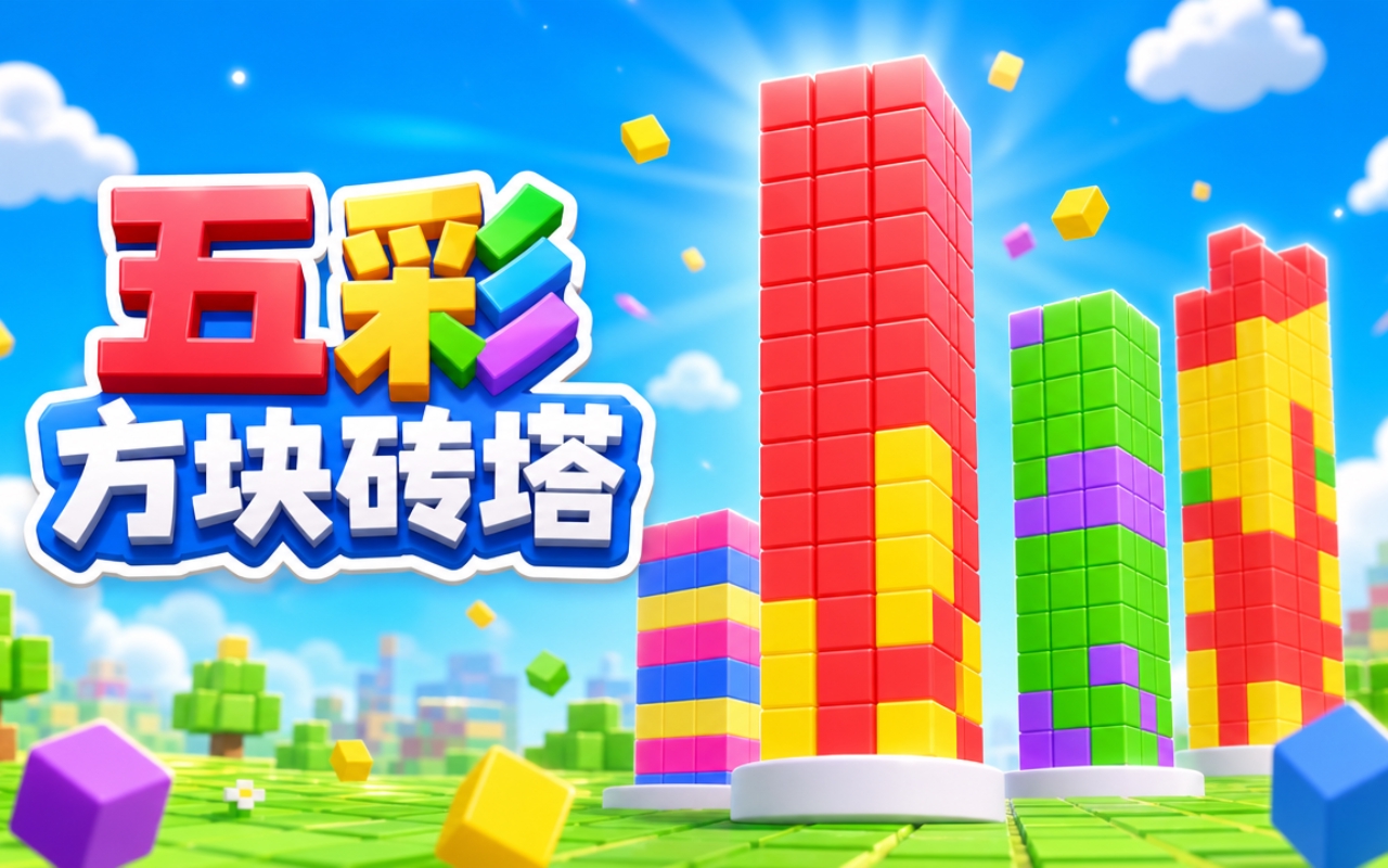 五彩方块砖塔