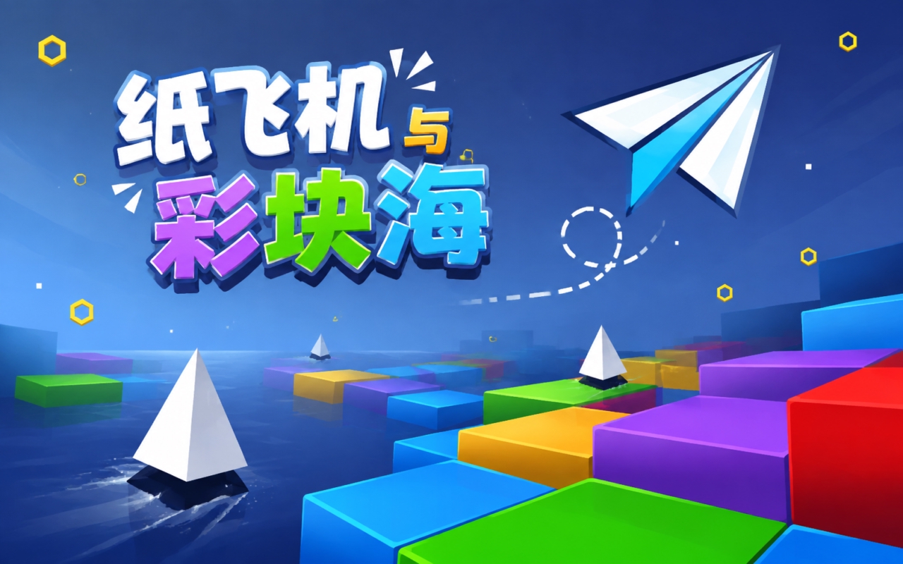 纸飞机与彩块海