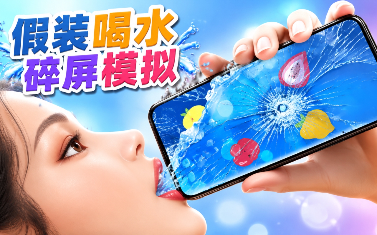 假装喝水碎屏模拟