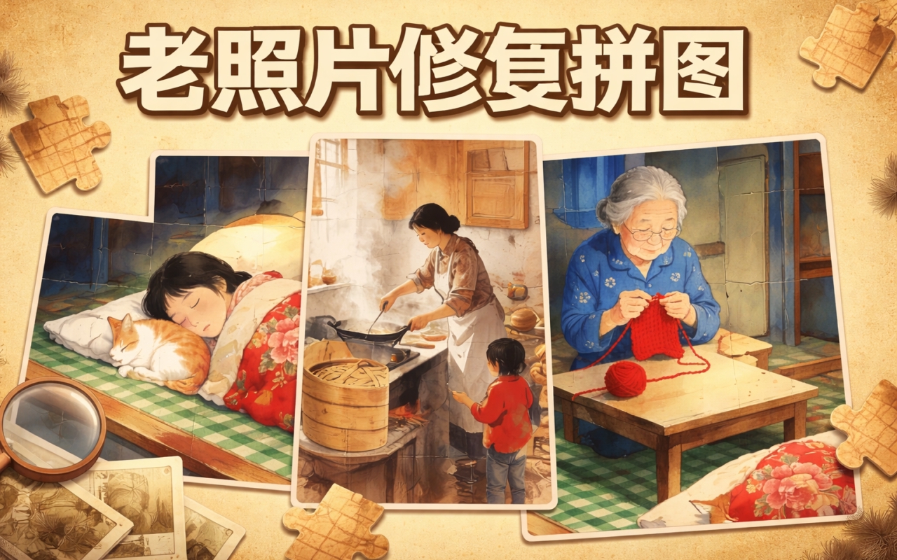 老照片修复拼图