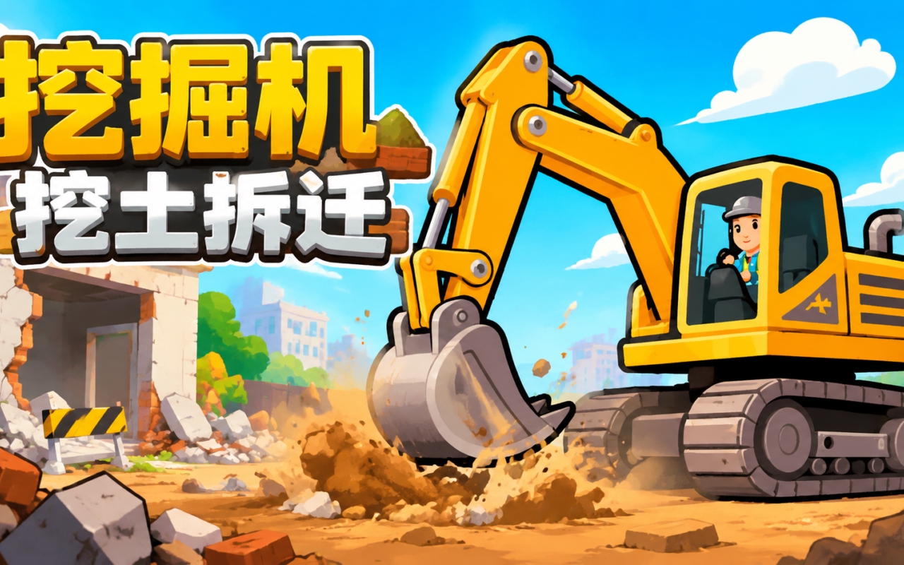 挖掘机挖土拆迁