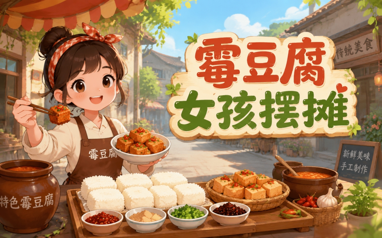 霉豆腐女孩摆摊