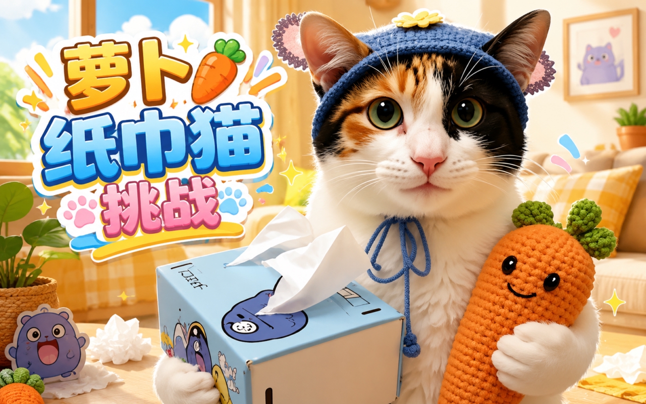萝卜纸巾猫挑战