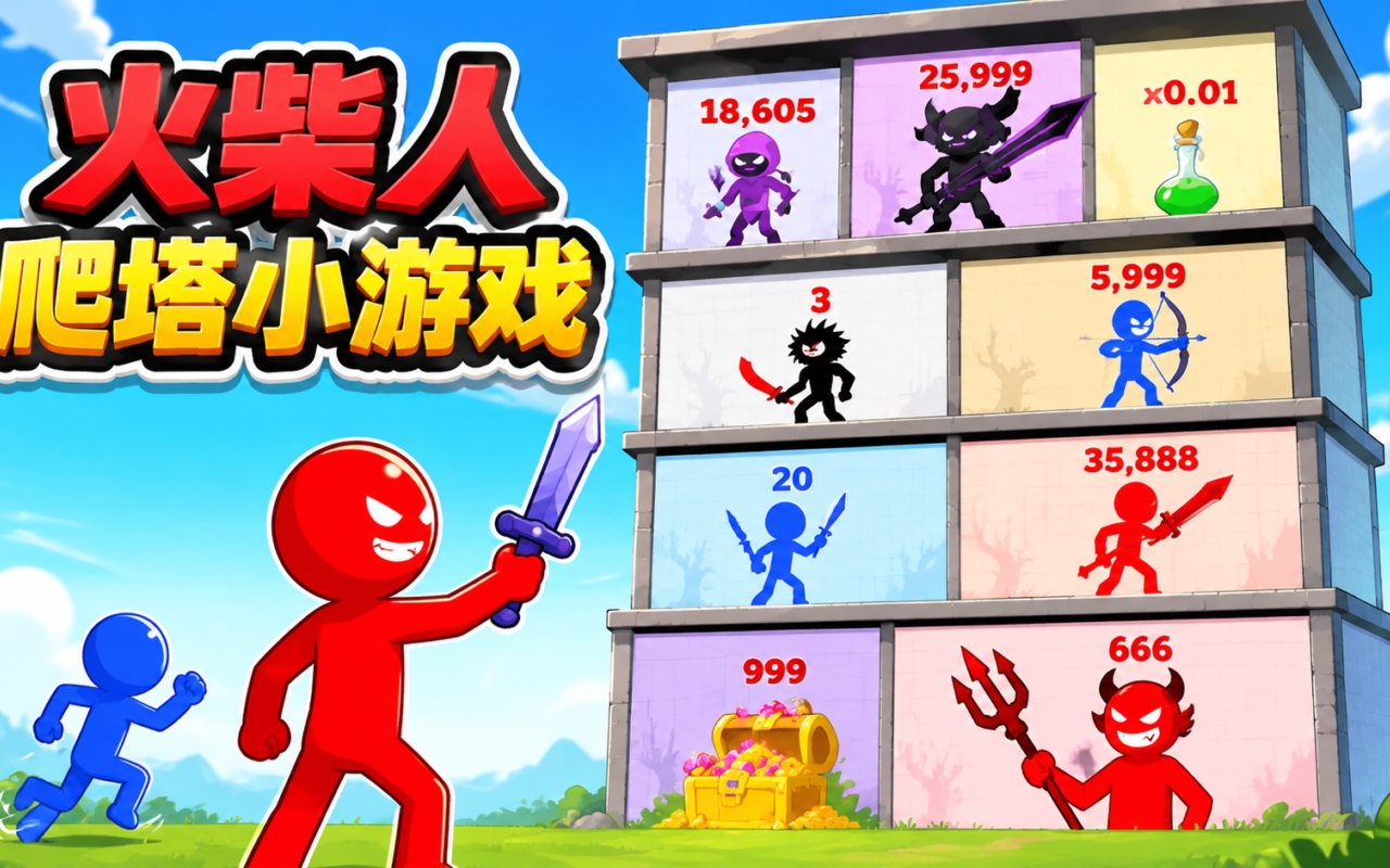 火柴人爬塔小游戏