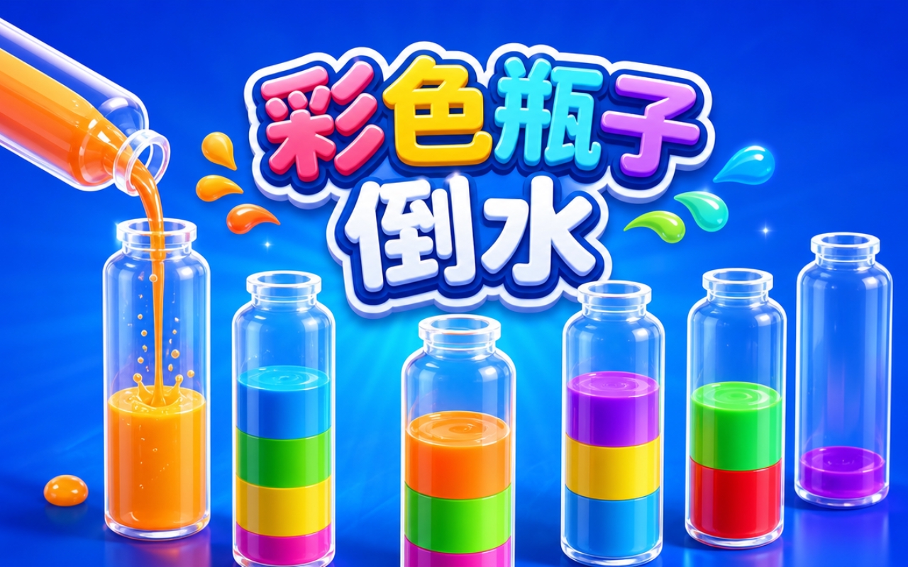彩色瓶子倒水