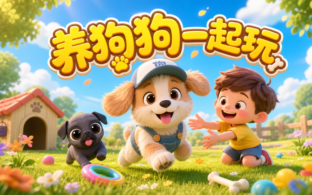 养狗狗一起玩