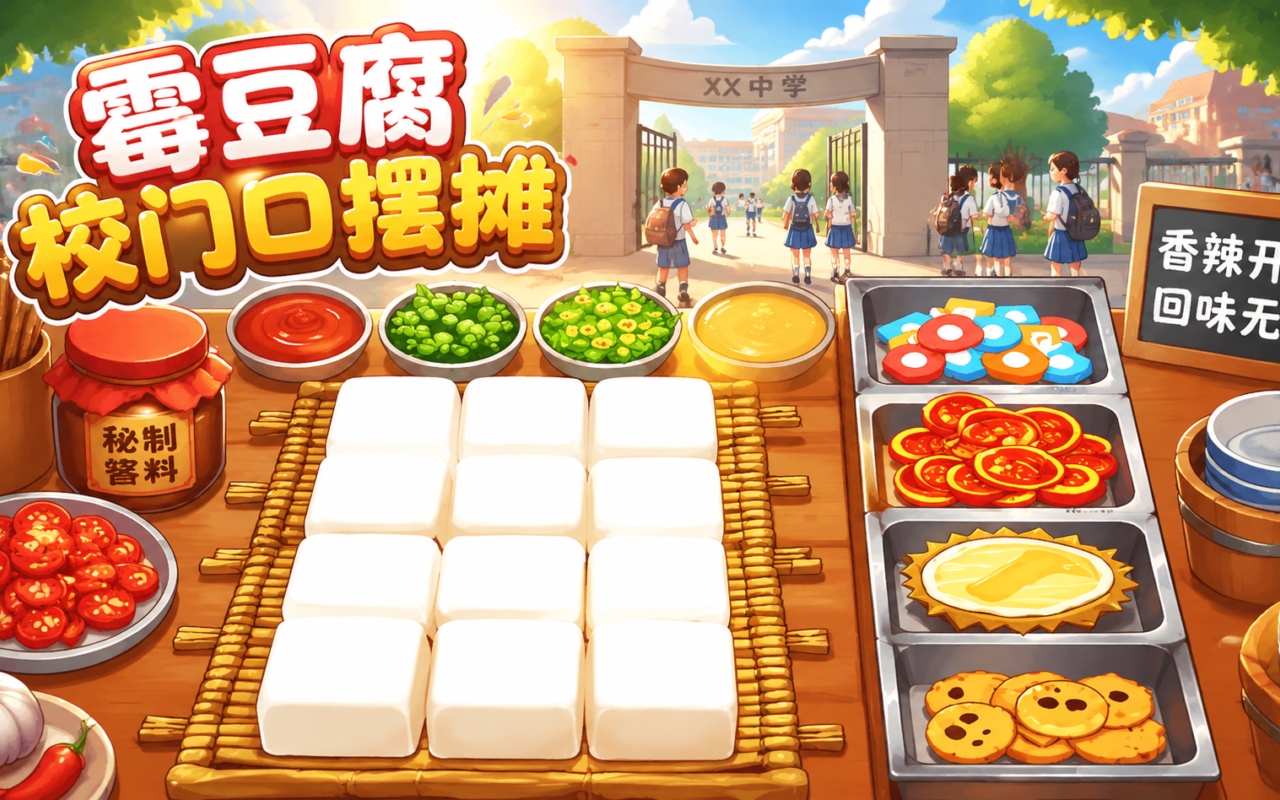霉豆腐校门口摆摊