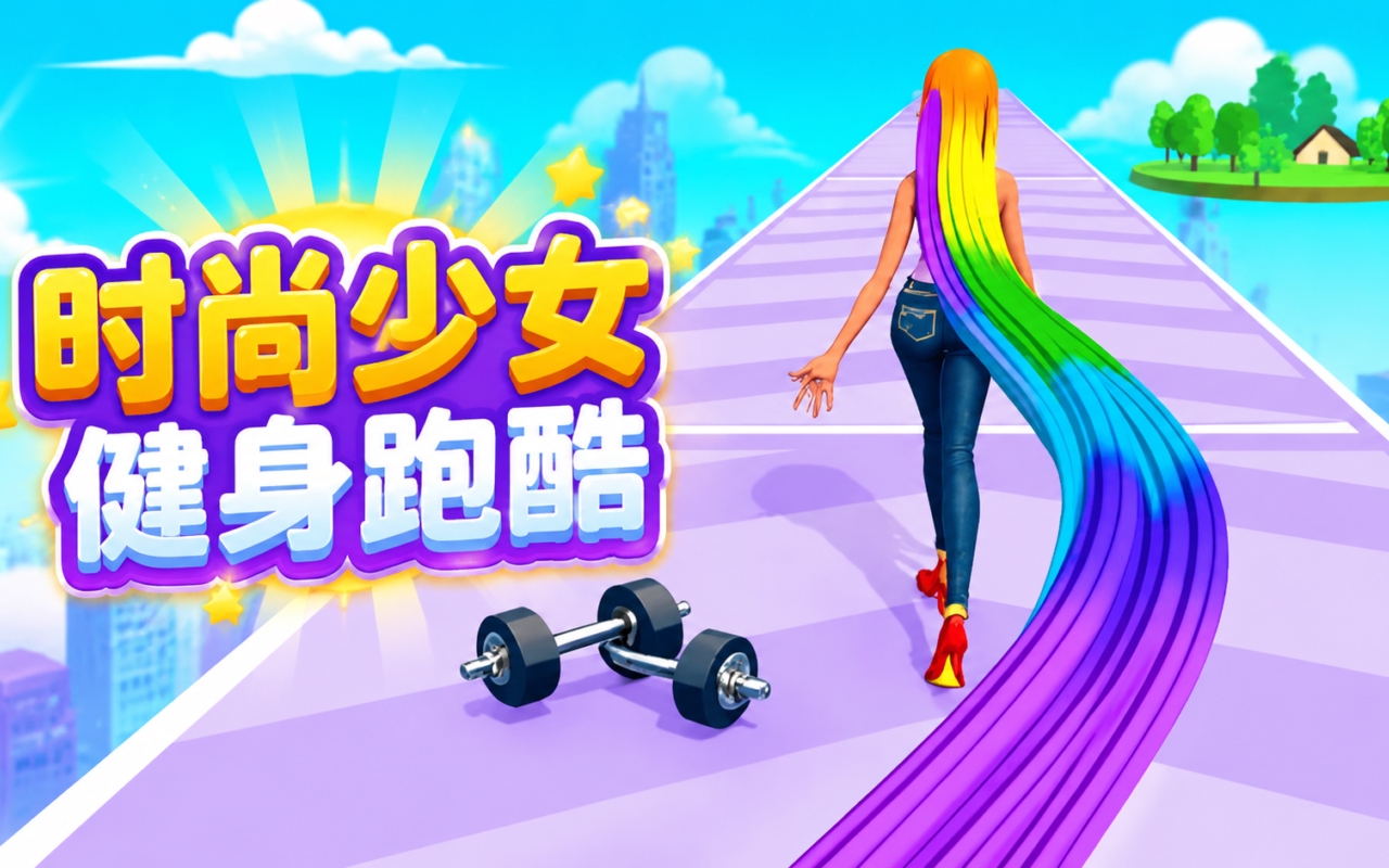 时尚少女健身跑酷