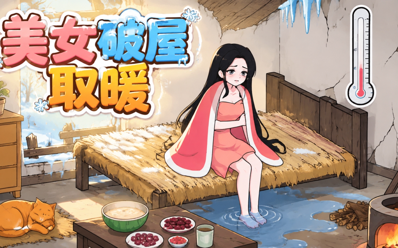 美女破屋取暖