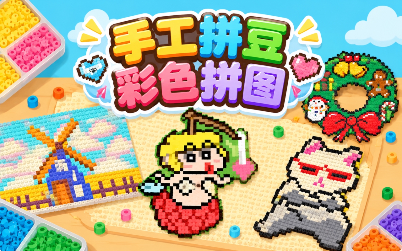 手工拼豆彩色拼图